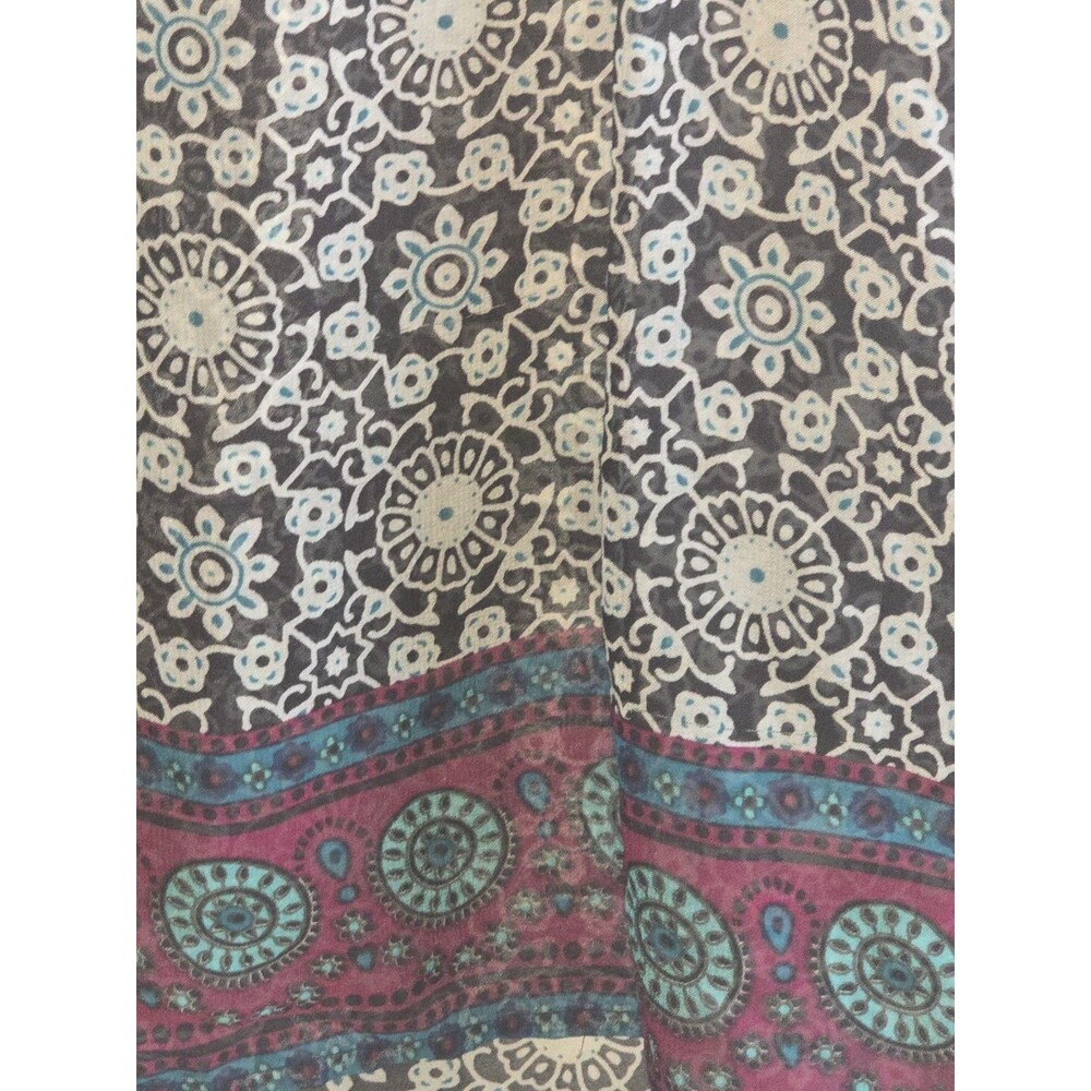 About A Girl Blouse Large Boho Floral Sheer Roll Tab Sleeve Size S SMALL - Picture 3 of 5